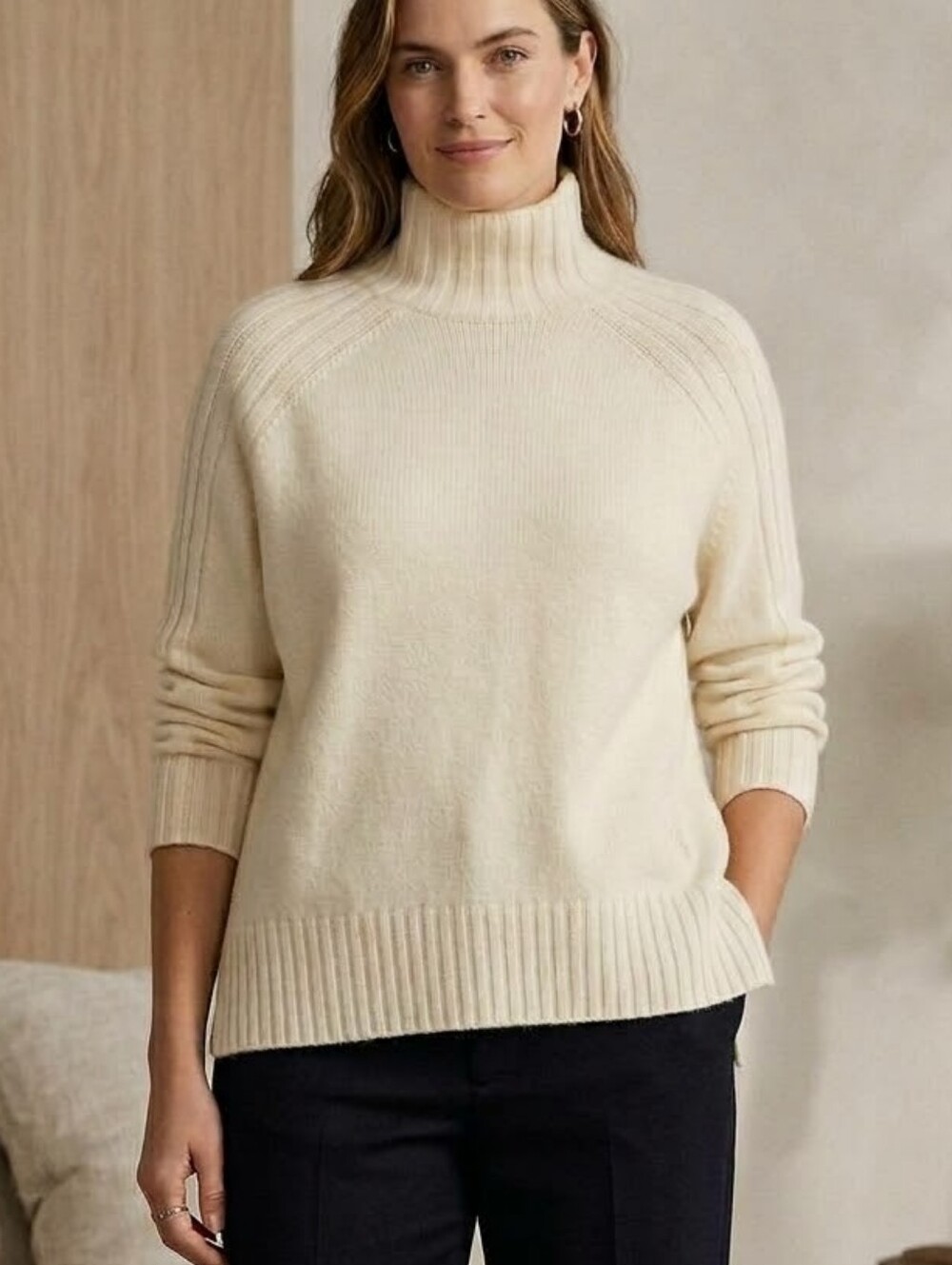 NWT Polo Ralph Lauren Wool Cashmere Ribbed Turtleneck Sweater Cream XXL